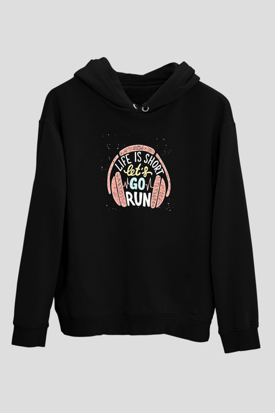 Atletizm - Athletics Baskılı Unisex Siyah Hoodie