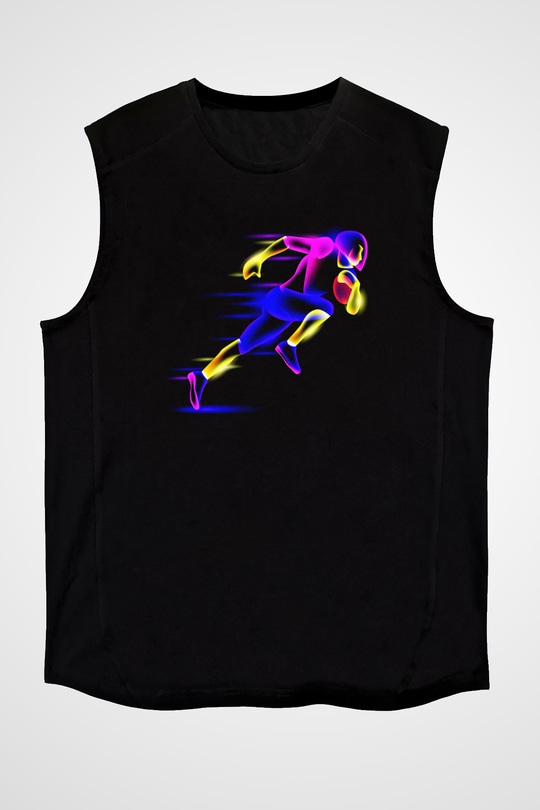Atletizm - Athletics Baskılı Unisex Siyah Kolsuz Tişört