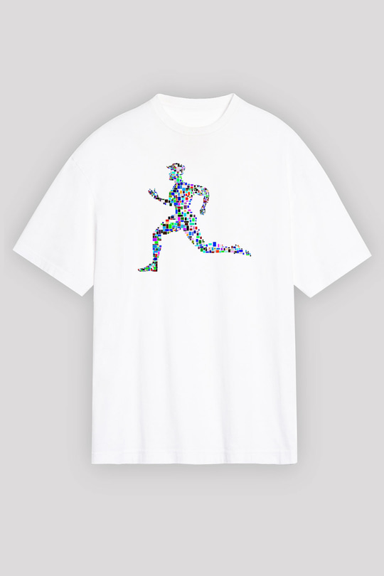 Atletizm Baskılı Unisex Beyaz Oversize Tişört - Tshirt