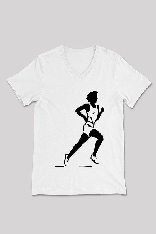 Atletizm Baskılı Unisex V Yaka Tişört - Tshirt