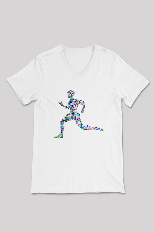 Atletizm Baskılı Unisex V Yaka Tişört - Tshirt