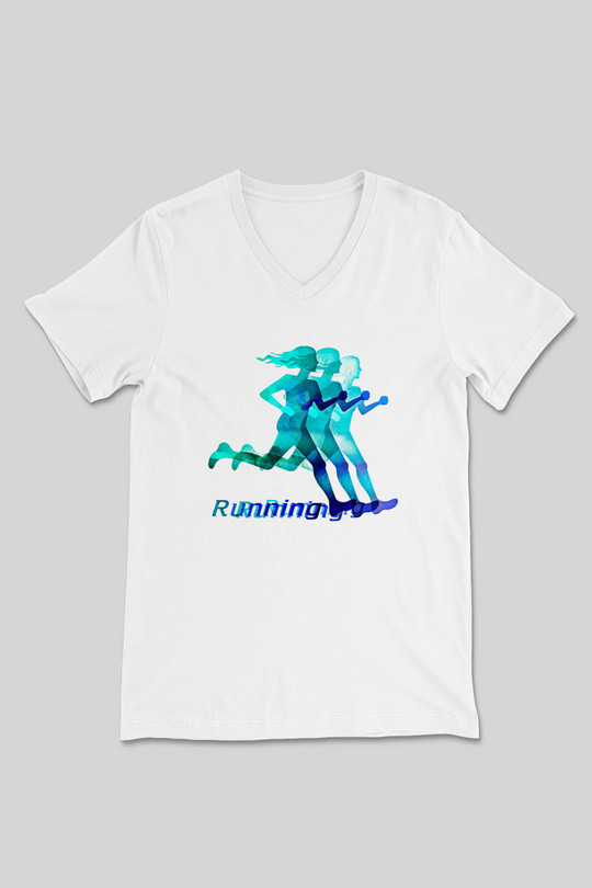 Atletizm Baskılı Unisex V Yaka Tişört - Tshirt