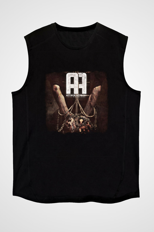 Attack Attack! Baskılı Unisex Siyah Kolsuz Tişört