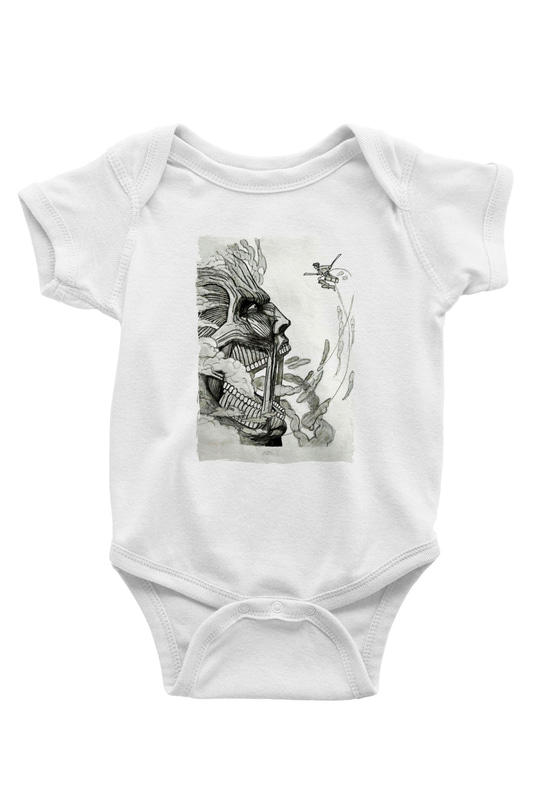Attack On Titan Baskılı Beyaz Unisex Bebek Body - Zıbın