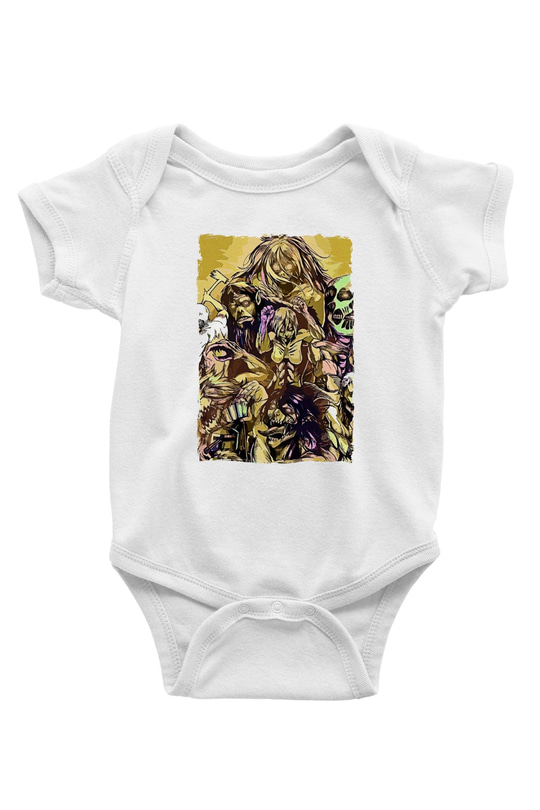 Attack On Titan Baskılı Beyaz Unisex Bebek Body - Zıbın