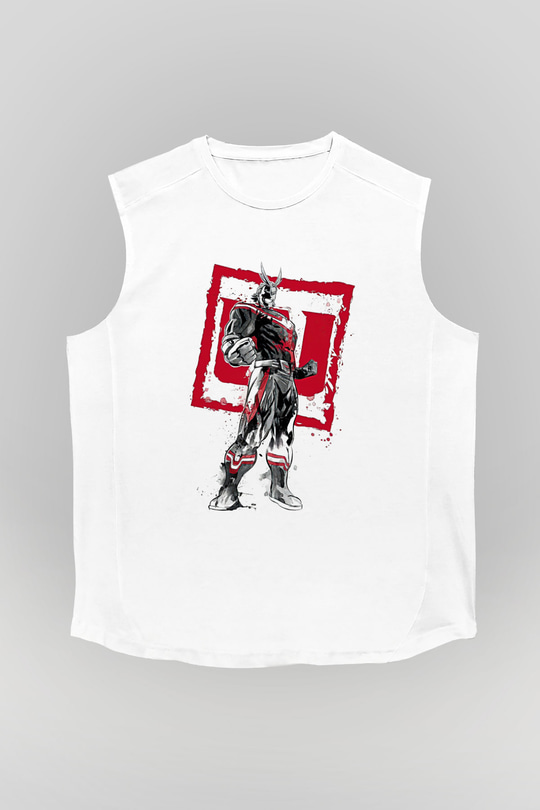 Attack On Titan Baskılı Beyaz Unisex Kolsuz Tişört - Tshirt