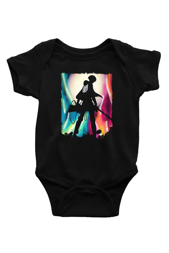 Attack On Titan Baskılı Unisex Siyah Bebek Body - Zıbın