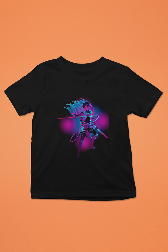 Attack On Titan Baskılı Unisex Siyah Çocuk Tişört - Tshirt