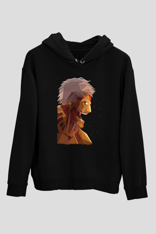 Attack On Titan Baskılı Unisex Siyah Hoodie
