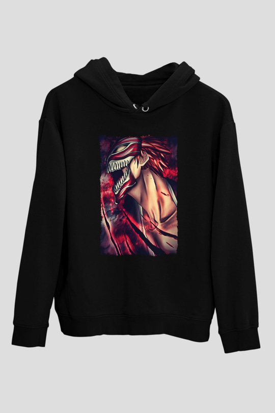 Attack On Titan Baskılı Unisex Siyah Hoodie