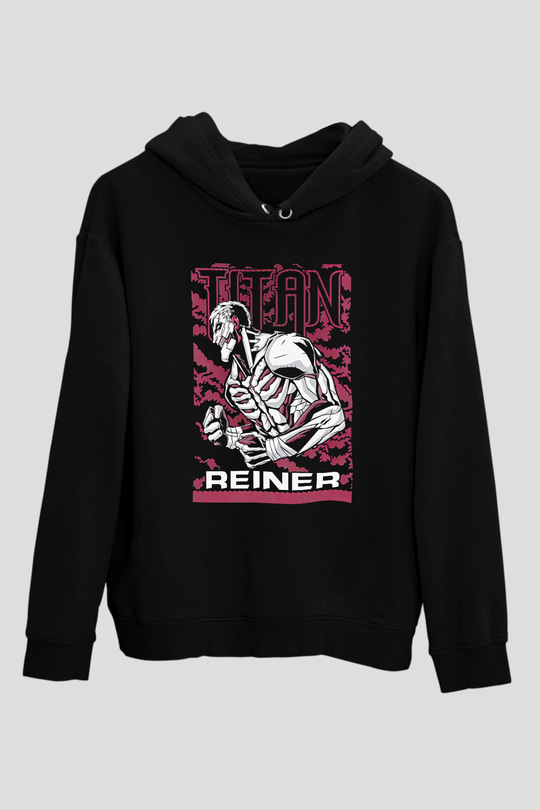 Attack On Titan Baskılı Unisex Siyah Hoodie