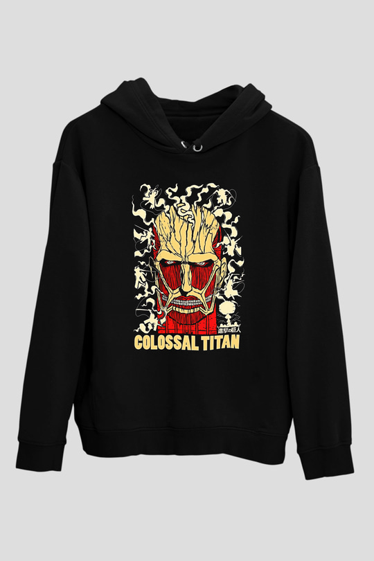 Attack On Titan Baskılı Unisex Siyah Hoodie