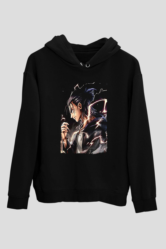 Attack On Titan Baskılı Unisex Siyah Hoodie