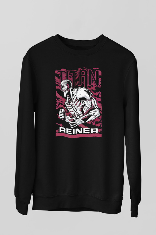 Attack On Titan Baskılı Unisex Siyah Sweatshirt