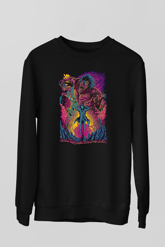 Attack On Titan Baskılı Unisex Siyah Sweatshirt