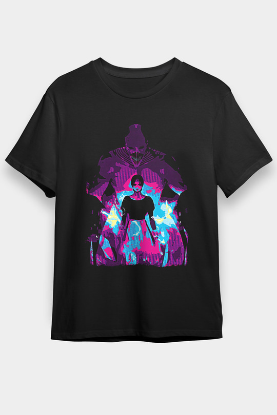Attack On Titan Baskılı Unisex Siyah Tişört - Tshirt