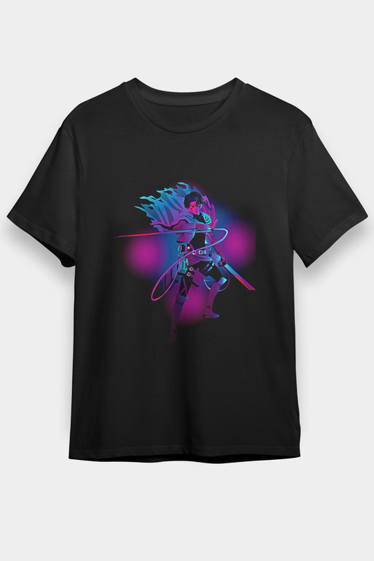 Attack On Titan Baskılı Unisex Siyah Tişört - Tshirt