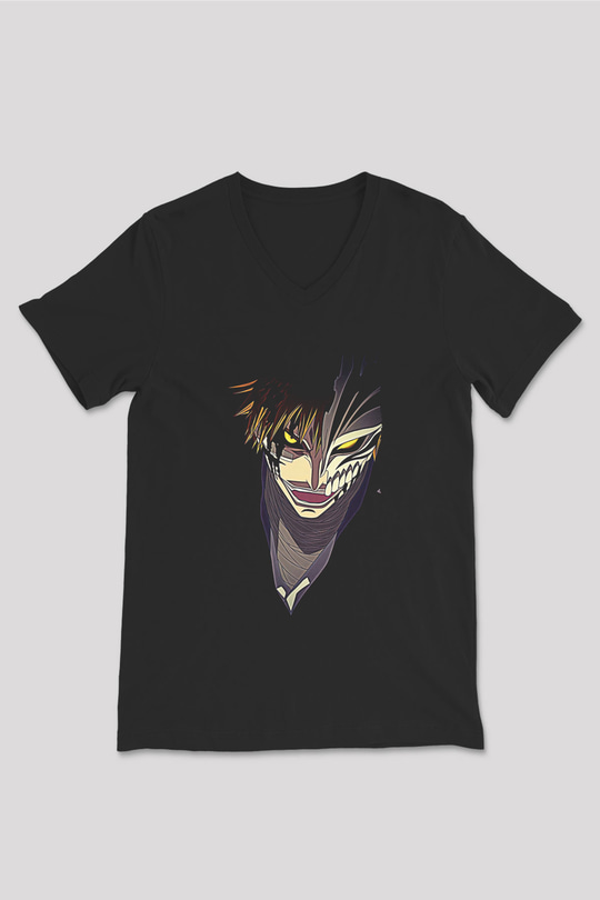 Attack On Titan Baskılı Unisex Siyah V Yaka Tişört - Tshirt
