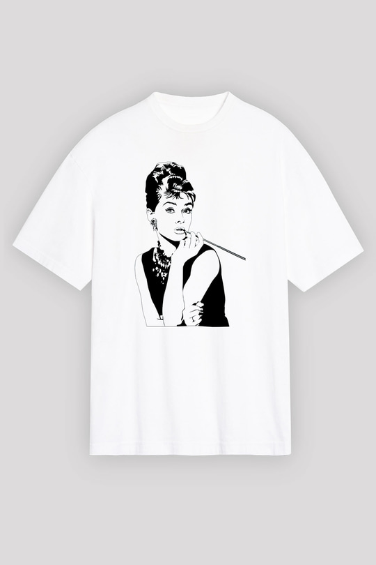 Audrey Hepburn Beyaz Unisex Oversize Tişört T-Shirt