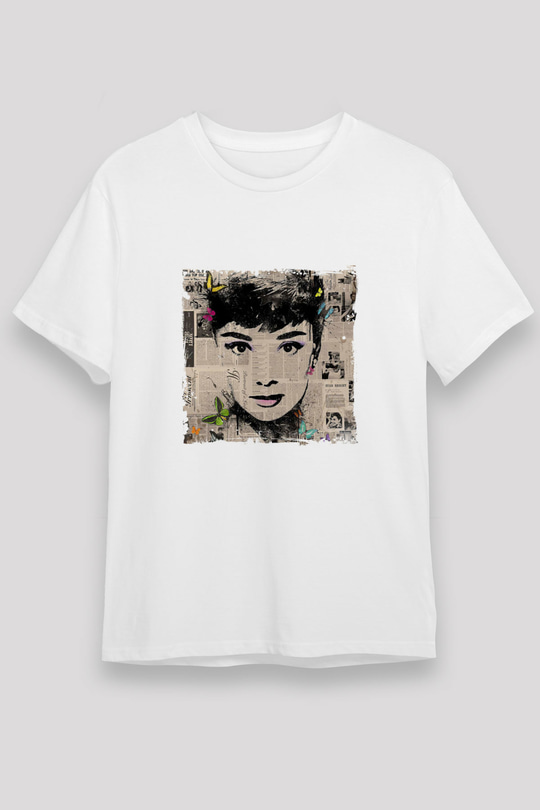 Audrey Hepburn Unisex Baskılı Beyaz Tişört