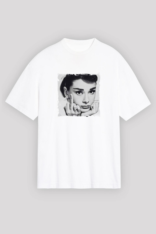 Audrey Hepburn Unisex Baskılı Beyaz Tişört