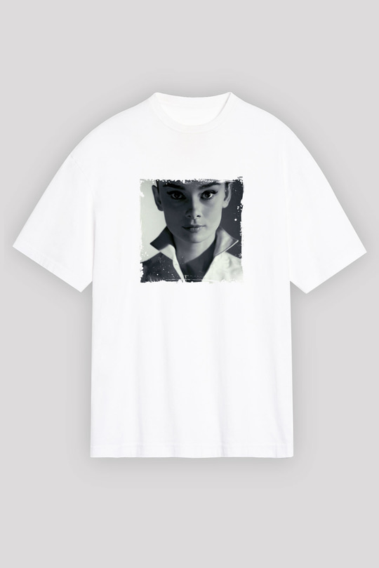 Audrey Hepburn Unisex Baskılı Beyaz Tişört
