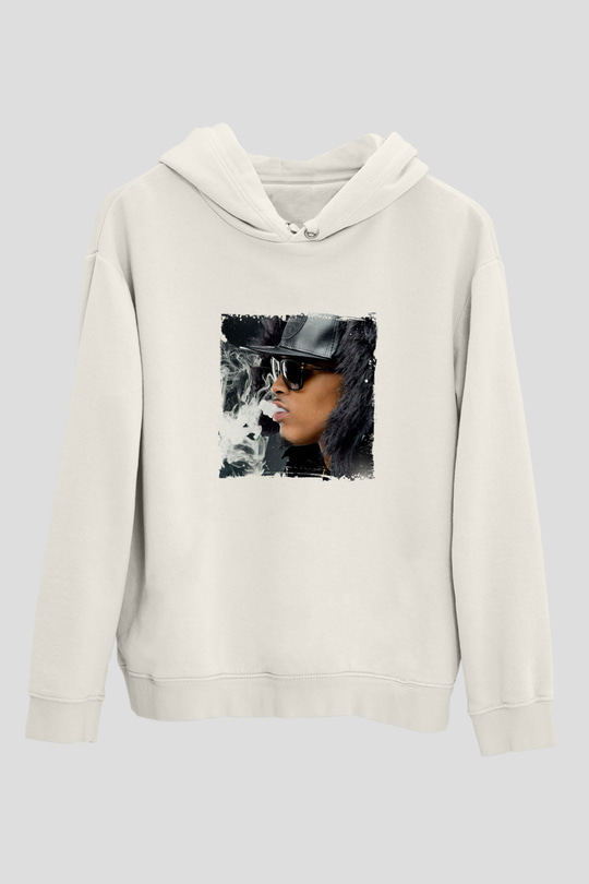 August Alsina Baskılı Unisex Beyaz Hoodie