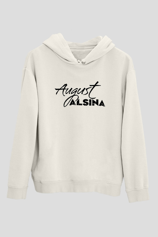 August Alsina Beyaz Unisex Kapüşonlu Sweatshirt