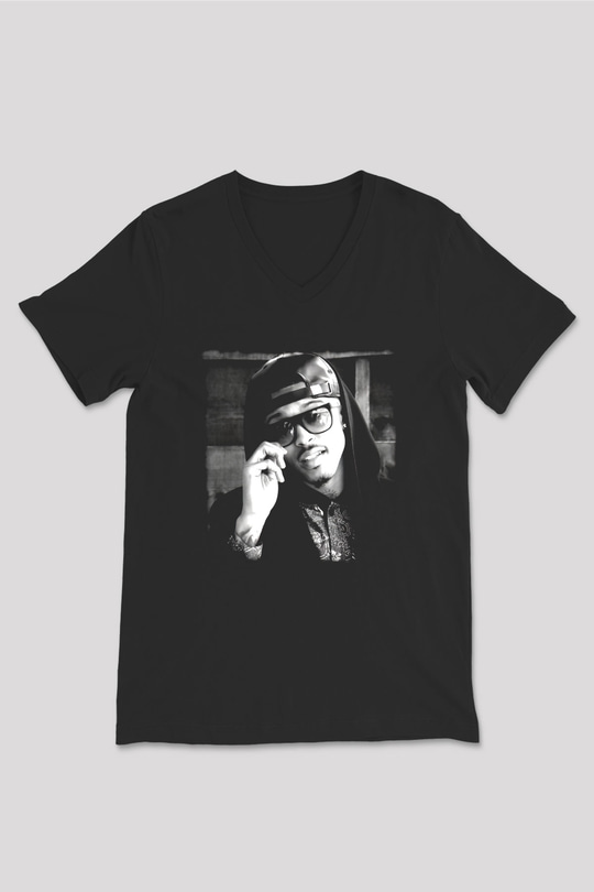 August Alsina Siyah Unisex V Yaka Tişört
