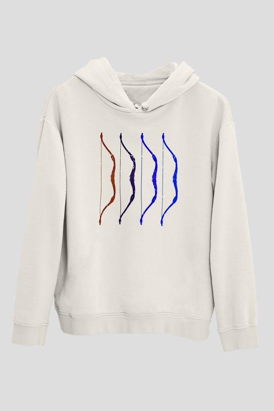 Avcılık Baskılı Unisex Ekru Hoodie