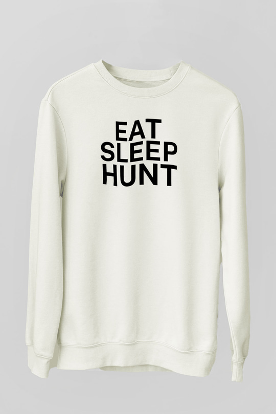 Avcılık Baskılı Unisex Ekru Sweatshirt