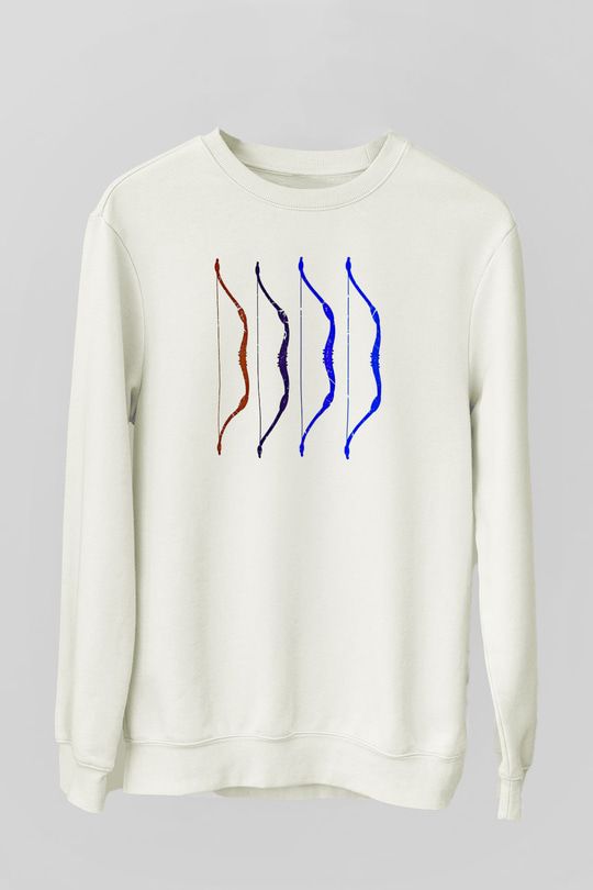 Avcılık Baskılı Unisex Ekru Sweatshirt