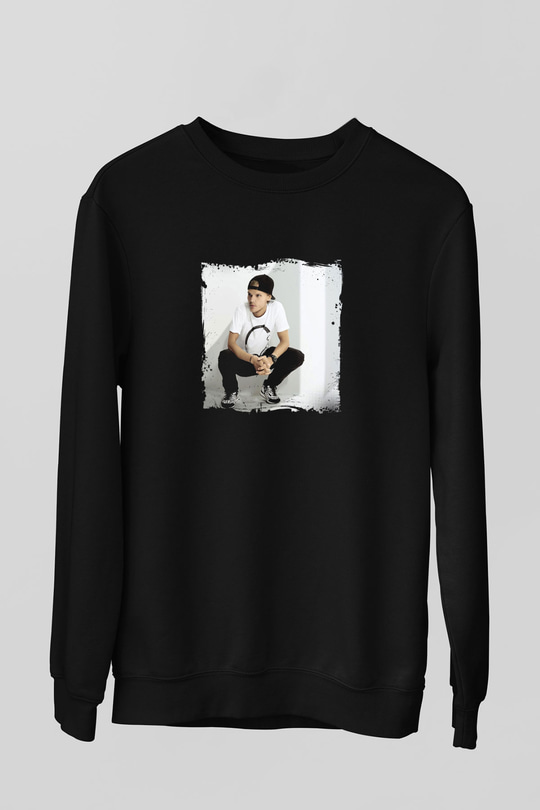 Avicii Baskılı Unisex Siyah Sweatshirt