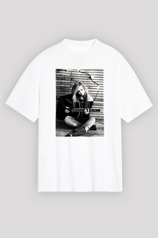 Avril Lavigne Beyaz Unisex Oversize Tişört T-Shirt
