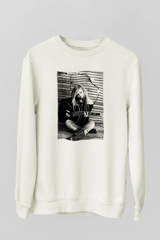 Avril Lavigne Beyaz Unisex Sweatshirt