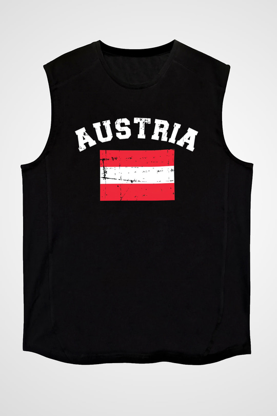 Avusturya Siyah Unisex Kolsuz Tişört