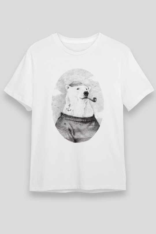 Ayı Beyaz Unisex Tişört T-Shirt - TişörtFabrikası