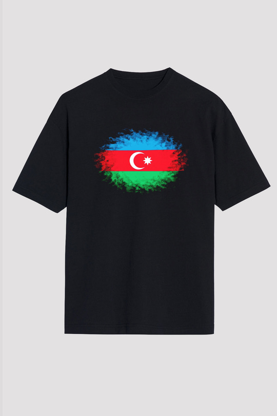 Azerbaycan Siyah Unisex Oversize Tişört T-Shirt