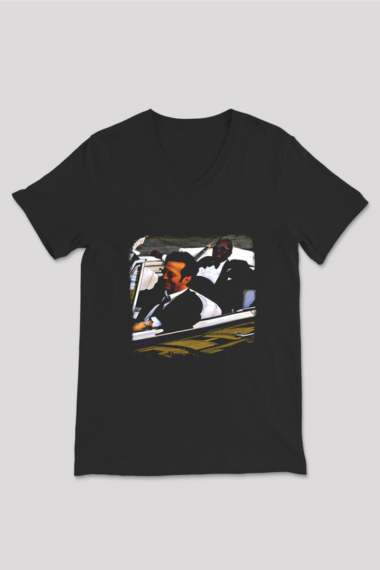 B.B. King Baskılı Unisex Siyah V Yaka Tişört