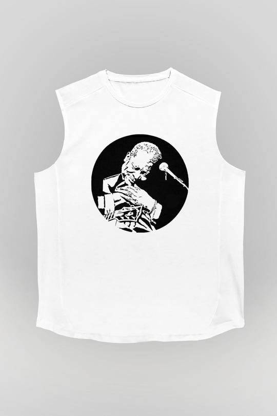 B.B. King Beyaz Unisex Kolsuz Tişört