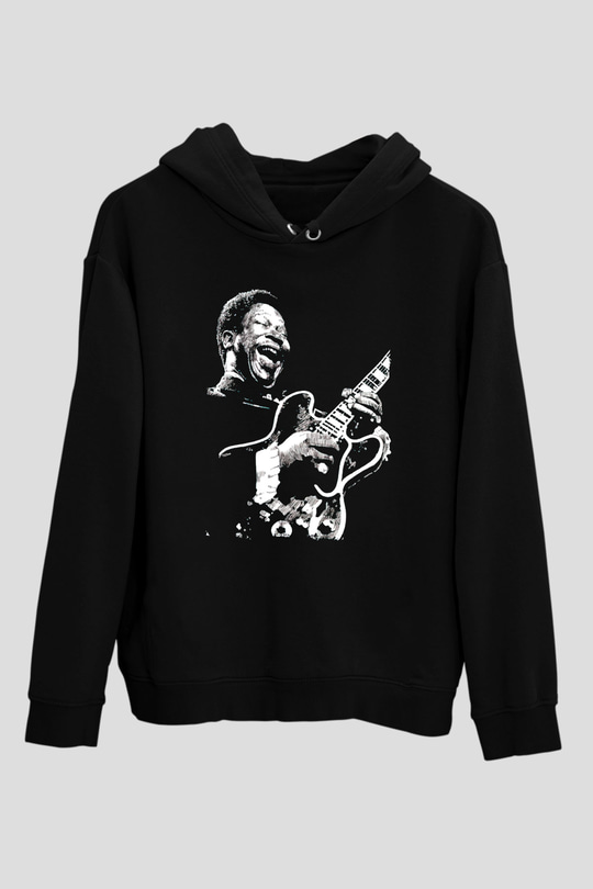 B.B. King Siyah Unisex Kapüşonlu Sweatshirt