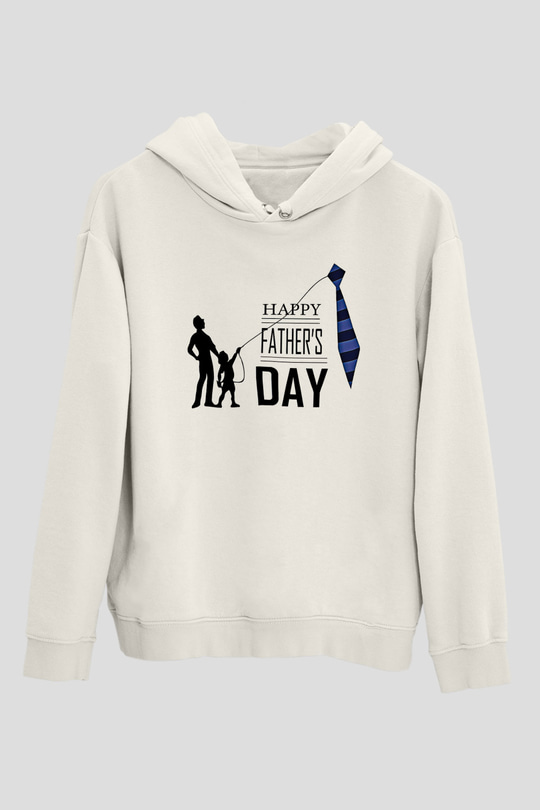 Babalar Günü Baskılı Beyaz Unisex Hoodie