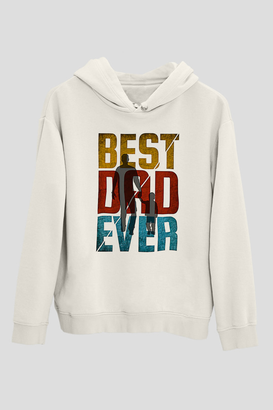 Babalar Günü Baskılı Beyaz Unisex Hoodie
