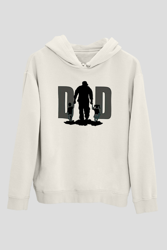Babalar Günü Baskılı Beyaz Unisex Hoodie