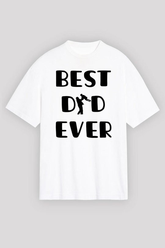 Babalar Günü Baskılı Beyaz Unisex Oversize Tişört - Tshirt