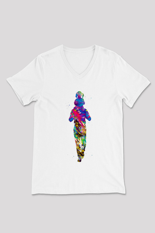 Babalar Günü Baskılı Beyaz Unisex V Yaka Tişört - Tshirt
