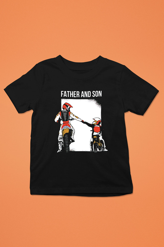 Babalar Günü Baskılı Unisex Siyah Çocuk Tişört - Tshirt