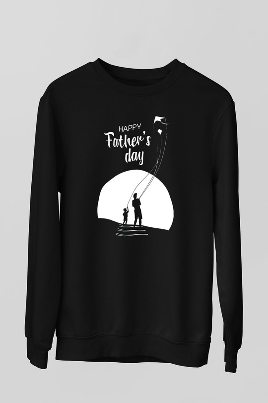 Babalar Günü Baskılı Unisex Siyah Sweatshirt