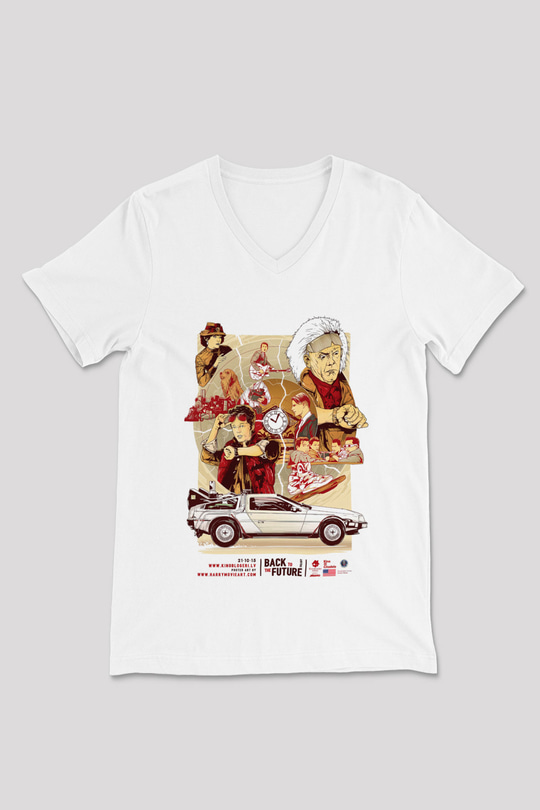 Back to the future Geleceğe Dönüş Beyaz Unisex V Yaka Tişört