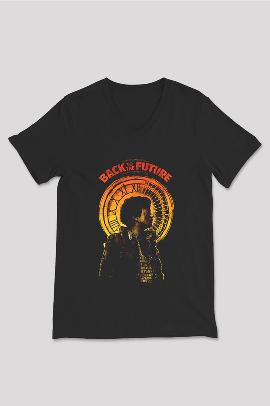 Back to the future Geleceğe Dönüş Siyah Unisex V Yaka Tişört